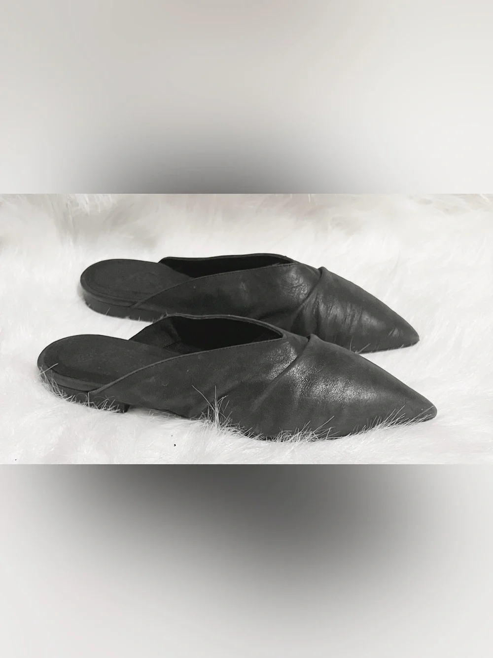 Free People Cinched Black Leather Mule Flats Size 40